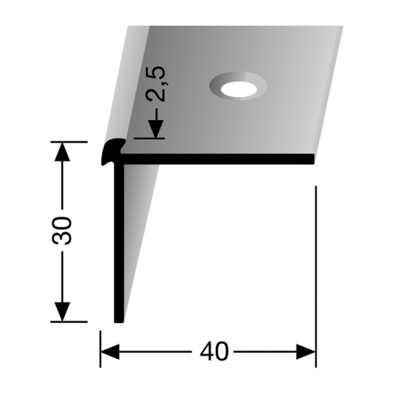Küberit - Trapneusprofiel recht 870 tbv 2,5mm PVC zilver - Traprenovatie profiel - Afbeelding 2