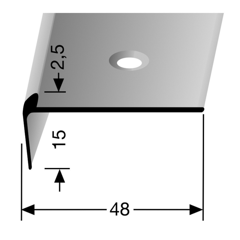 Küberit - Trapneusprofiel 15mm tbv 2,5mm PVC RVS - Traprenovatie profiel - Afbeelding 2