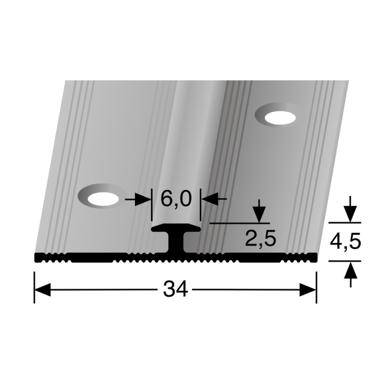 Küberit - Aansluitprofiel 6mm tbv 2,5mm PVC RVS - Profiel - Afbeelding 2