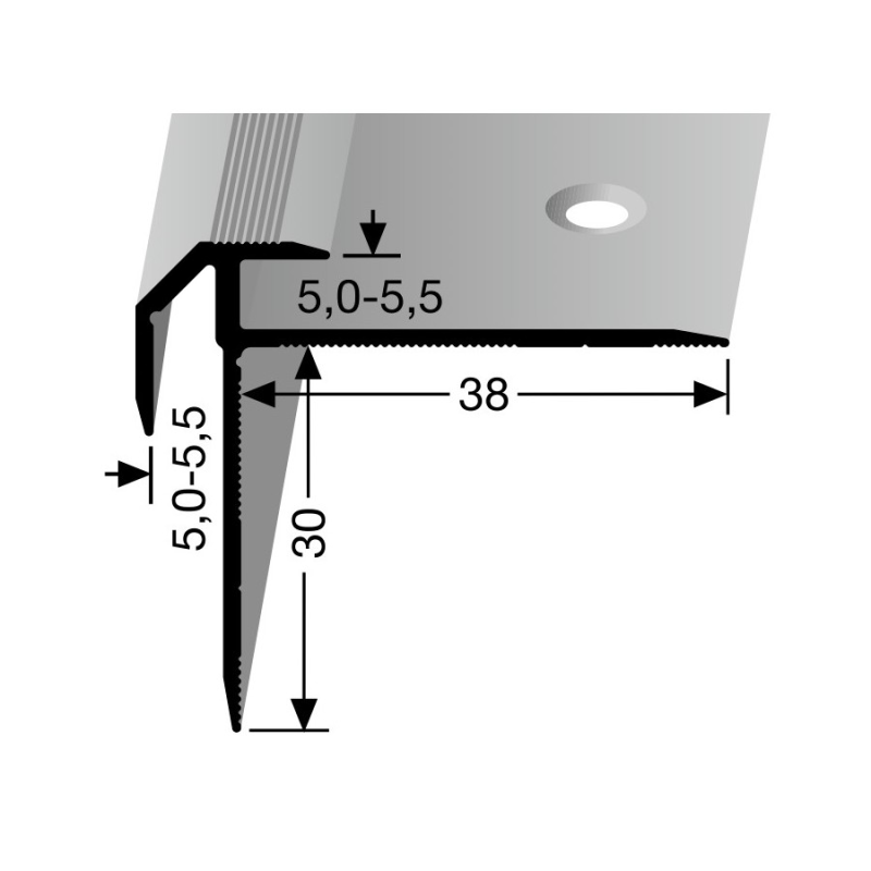Küberit - Inschuif trapneusprofiel tot 5,5mm PVC brons - Traprenovatie profiel - Afbeelding 2