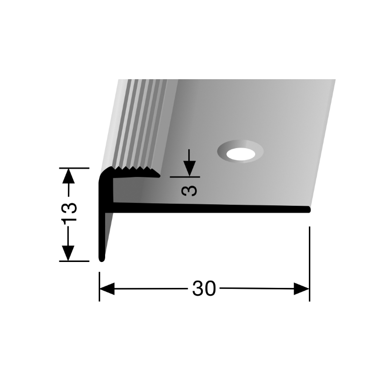 Trapneusprofiel 809 tbv 2-3mm PVC 30x13mm RVS - Afbeelding 2