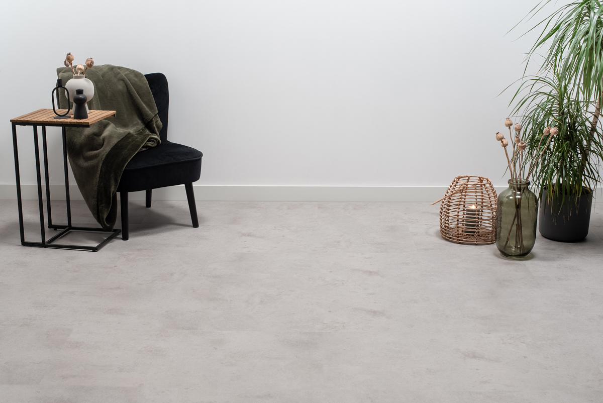 Floer - Floer Tegel Click PVC – Betonlook Lichtgrijs - PVC Klik - Afbeelding 2