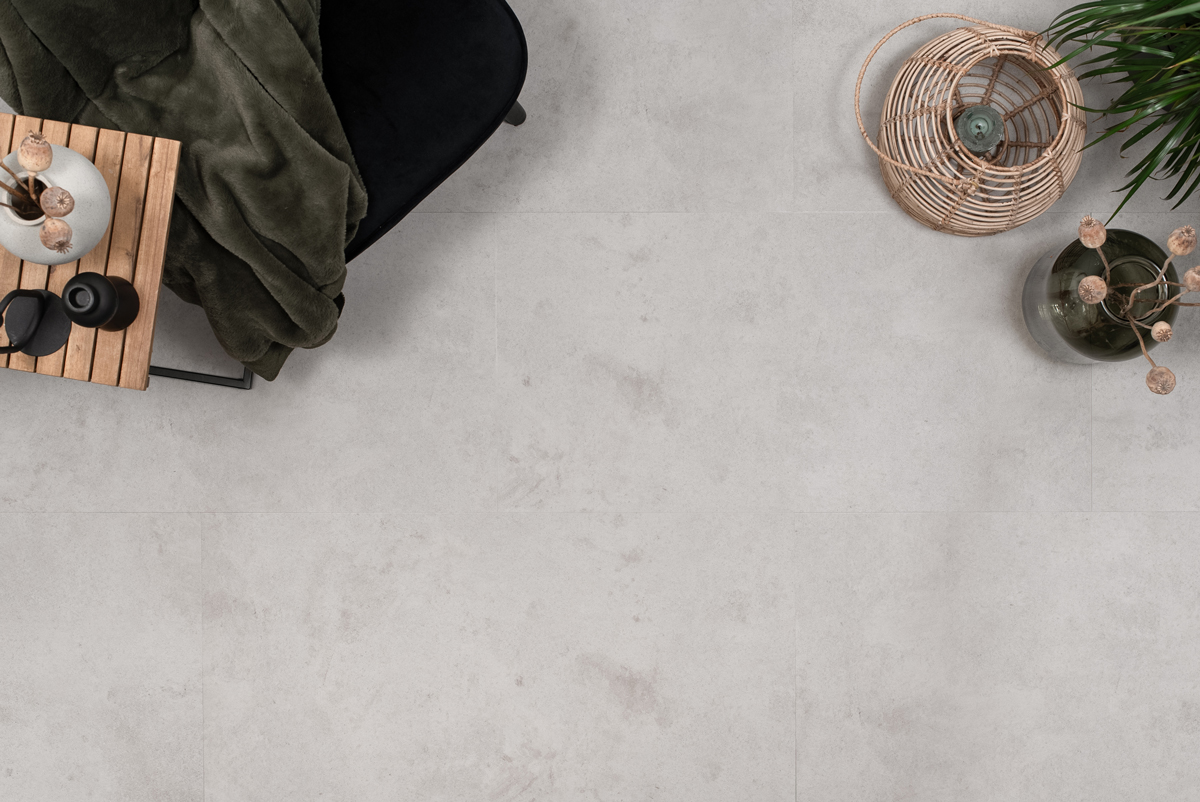 Floer - Floer Tegel Click PVC – Betonlook Lichtgrijs - PVC Klik - Afbeelding 3